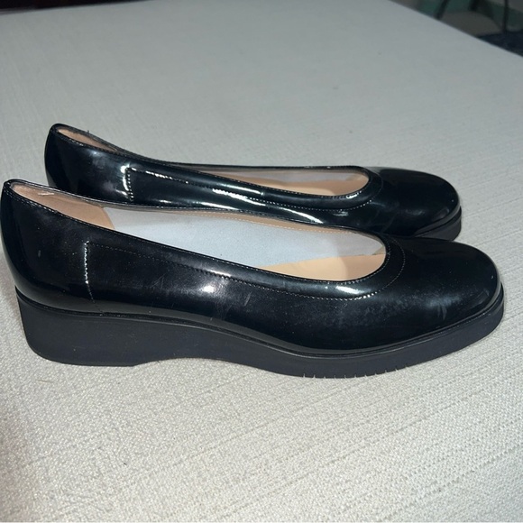 Salvatore Ferragamo Black Patent Leather Wedge Ballet Round Toe Wmn’s Sz 7.5B - Picture 6 of 12
